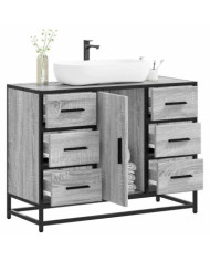 Armoire lavabo de salle de bain sonoma gris bois d'ingénierie | Mobilier & Déco