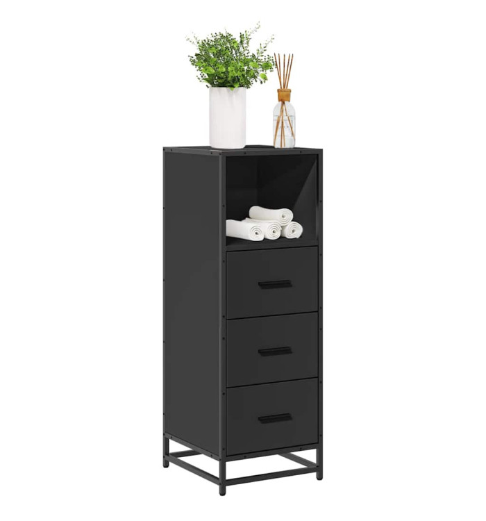 Armoire de salle de bain noir 35x37,5x100 cm bois d'ingénierie | Mobilier & Déco