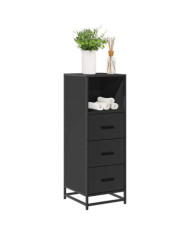 Armoire de salle de bain noir 35x37,5x100 cm bois d'ingénierie | Mobilier & Déco