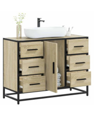 Armoire lavabo de salle de bain chêne sonoma bois d'ingénierie | Mobilier & Déco