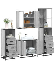 Ensemble de meubles de salle de bain 4 pcs sonoma gris | Mobilier & Déco