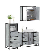 Ensemble de meubles de salle de bain 3 pcs Sonoma gris | Mobilier & Déco