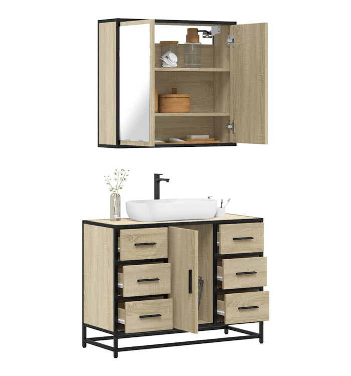 Ensemble de meubles de salle de bain 2 pcs chêne sonoma | Mobilier & Déco