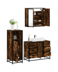 Ensemble de meubles de salle de bain 3 pcs Chêne fumé | Mobilier & Déco