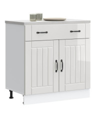 Armoire de cuisine Lucca blanc brillant bois ingénierie | Mobilier & Déco