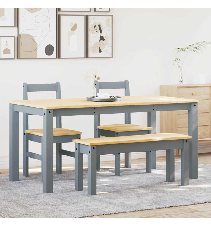 Ensemble à manger Panama 4 pcs gris bois de pin massif | Mobilier & Déco