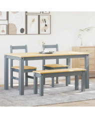 Ensemble à manger Panama 4 pcs gris bois de pin massif | Mobilier & Déco
