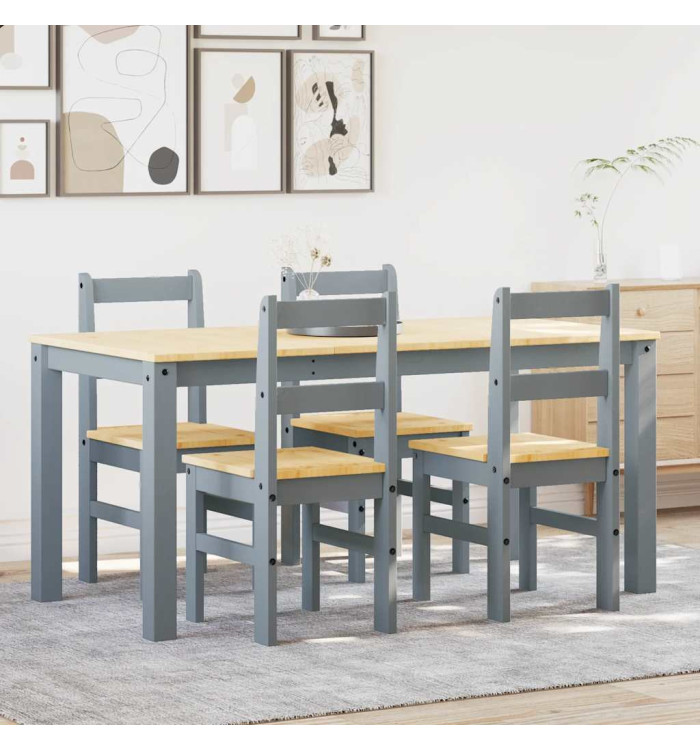 Ensemble à manger Panama 5 pcs gris bois de pin massif | Mobilier & Déco