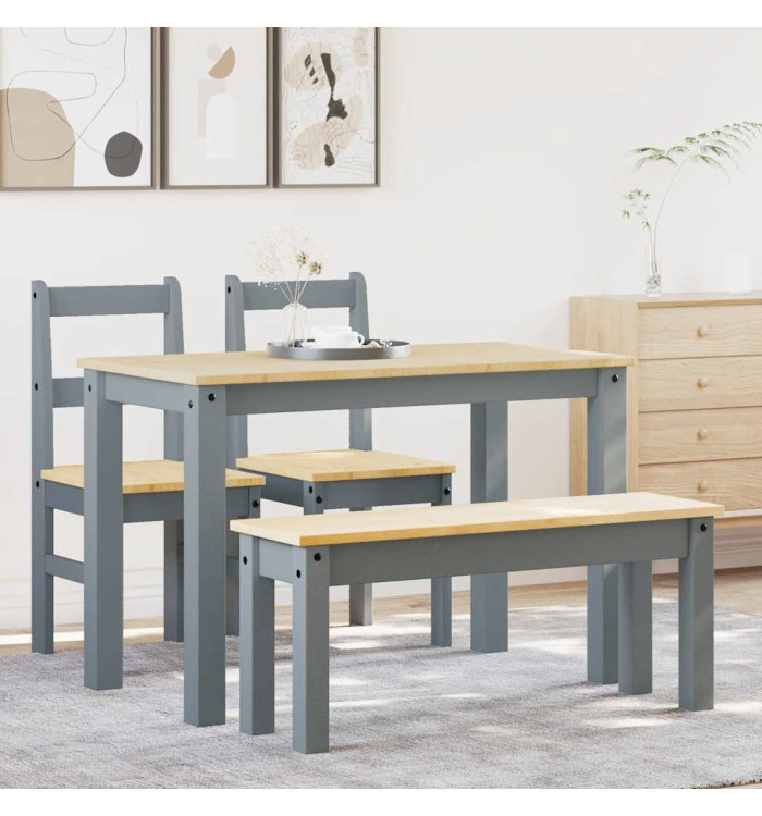 Ensemble à manger Panama 4 pcs gris bois de pin massif | Mobilier & Déco