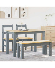 Ensemble à manger Panama 4 pcs gris bois de pin massif | Mobilier & Déco