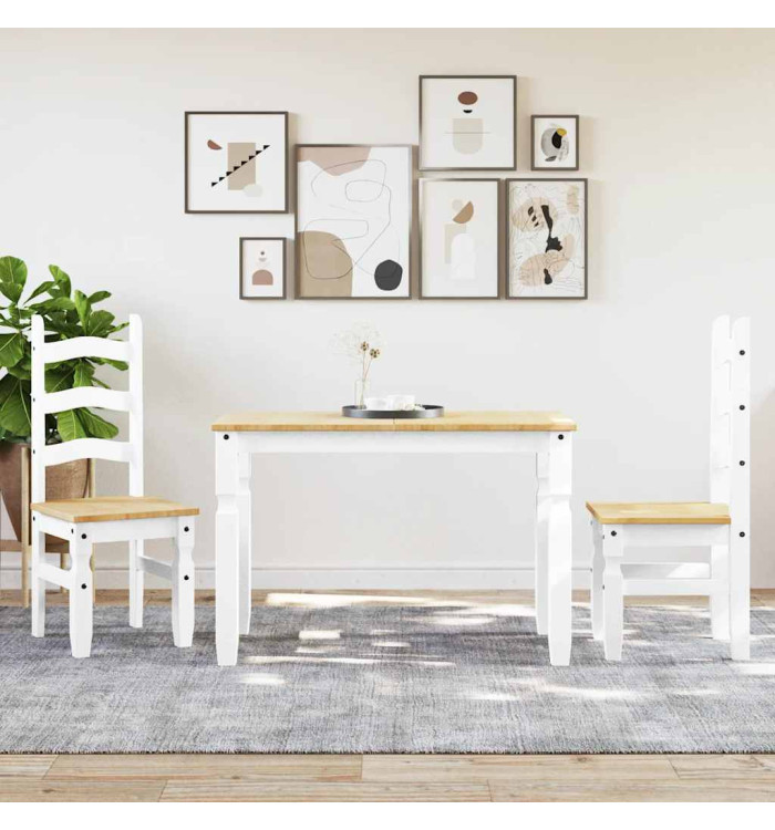 Ensemble à manger Panama 3 pcs blanc bois de pin massif | Mobilier & Déco