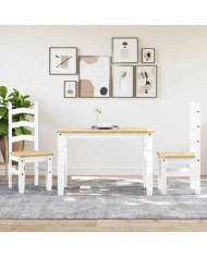 Ensemble à manger Panama 3 pcs blanc bois de pin massif | Mobilier & Déco