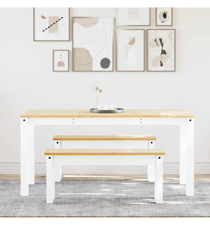 Ensemble à manger Panama 3 pcs blanc bois de pin massif | Mobilier & Déco
