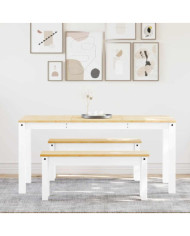Ensemble à manger Panama 3 pcs blanc bois de pin massif | Mobilier & Déco