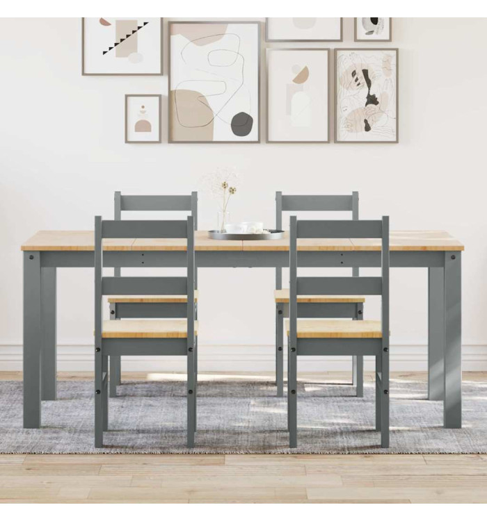 Ensemble à manger Panama 5 pcs gris bois de pin massif | Mobilier & Déco