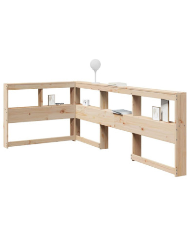 Tête de lit de bibliothèque en forme de L bois massif de pin | Mobilier & Déco
