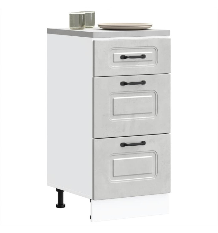 Armoire de cuisine Kalmar gris béton bois d'ingénierie | Mobilier & Déco