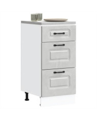 Armoire de cuisine Kalmar gris béton bois d'ingénierie | Mobilier & Déco