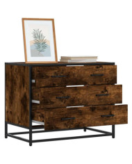 Commode chêne fumé 70x41x56 cm bois d'ingénierie | Mobilier & Déco