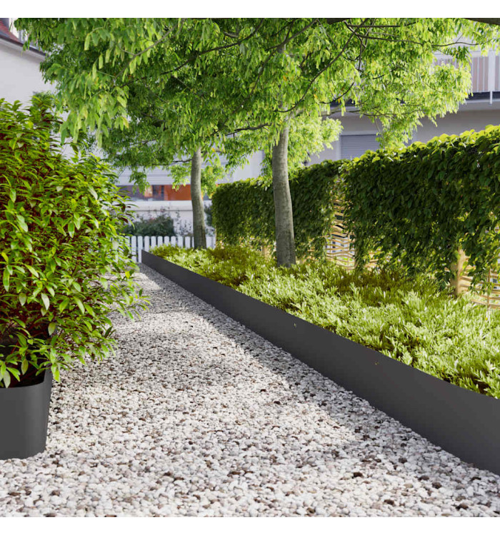 Bordures de pelouse 10 pcs noir 25x103 cm acier laminé à froid | Mobilier & Déco