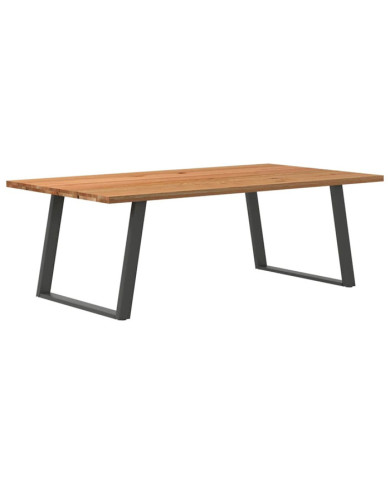 Table à manger marron clair bois de chêne massif rectangulaire | Mobilier & Déco