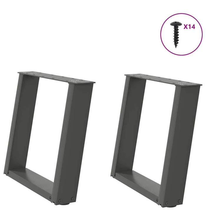 Pieds de table basse en U, 2 pièces, anthracite, 50 x (42-43) cm, acier | Mobilier & Déco