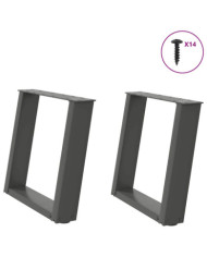 Pieds de table basse en U, 2 pièces, anthracite, 50 x (42-43) cm, acier | Mobilier & Déco