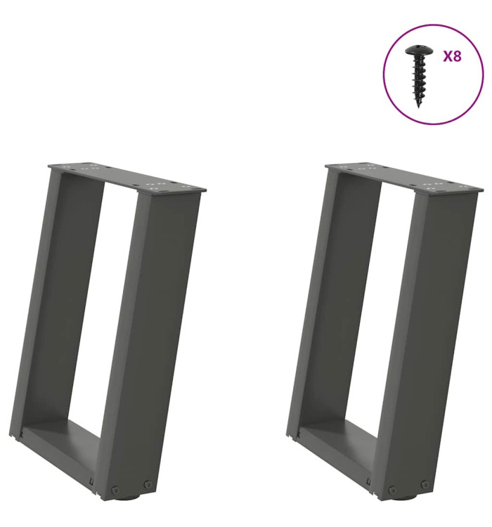 Pieds de table basse en U 2 pièces Anthracite 28 x (42-43) cm Acier | Mobilier & Déco