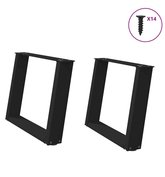Pieds de table basse en U 2 pièces Noir 70 x (42-43) cm Acier | Mobilier & Déco