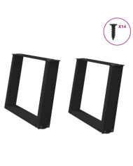 Pieds de table basse en U 2 pièces Noir 70 x (42-43) cm Acier | Mobilier & Déco