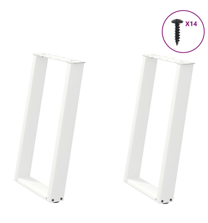 Pieds de table à manger en U, 2 pièces, blanc, 50 x (72-73) cm, acier | Mobilier & Déco