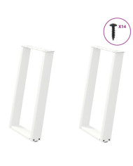 Pieds de table à manger en U, 2 pièces, blanc, 50 x (72-73) cm, acier | Mobilier & Déco