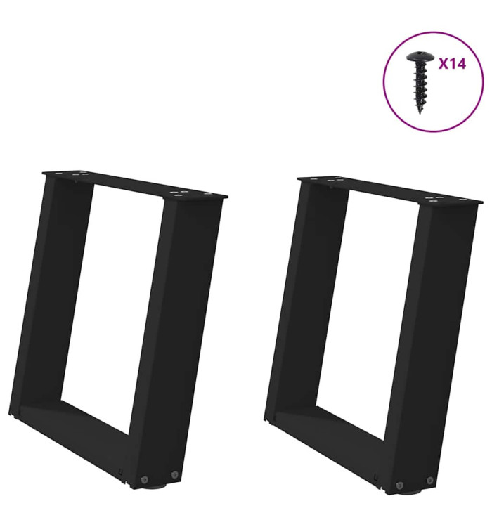 Pieds de table basse en U, 2 pièces, noir, 50 x (42-43) cm, acier | Mobilier & Déco