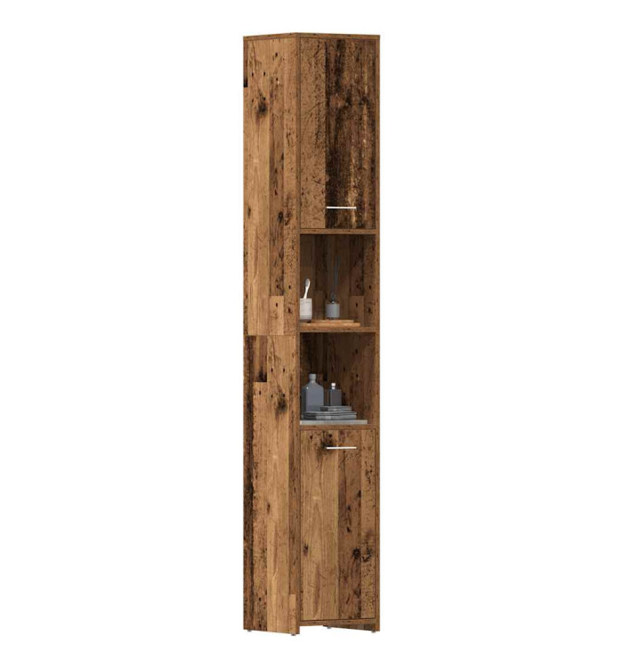 Armoire salle de bain vieux bois 30x30x183,5 cm bois ingénierie | Mobilier & Déco