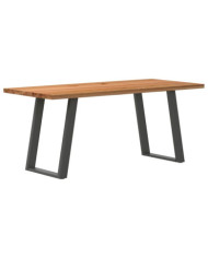 Table à manger marron clair bois de chêne massif rectangulaire | Mobilier & Déco