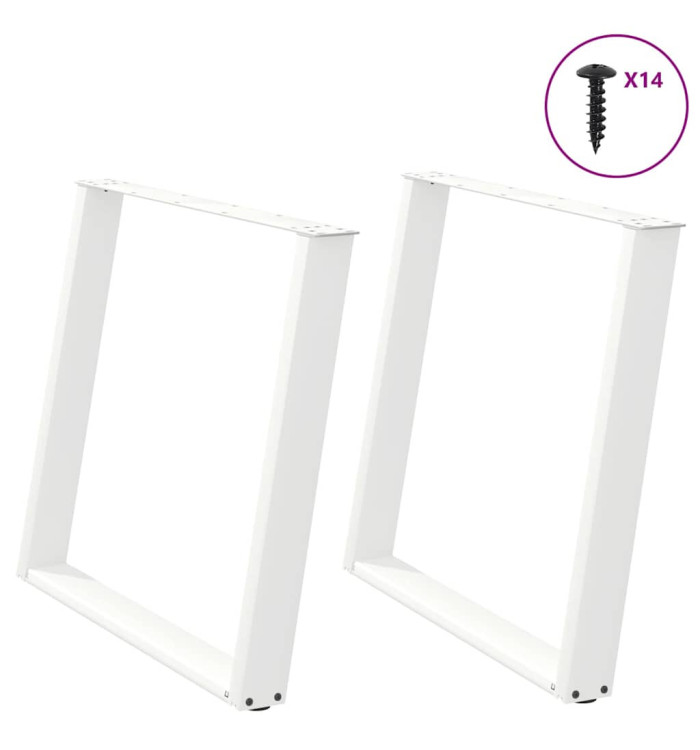 Pieds de table à manger en U 2 pièces Blanc 90 x (72-73) cm Acier | Mobilier & Déco