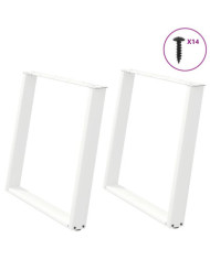 Pieds de table à manger en U 2 pièces Blanc 90 x (72-73) cm Acier | Mobilier & Déco