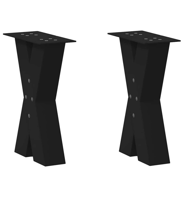 Pieds de table basse en forme de X, 2 pièces, noir, 38 x (42-43) cm, acier | Mobilier & Déco