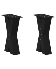 Pieds de table basse en forme de X, 2 pièces, noir, 38 x (42-43) cm, acier | Mobilier & Déco