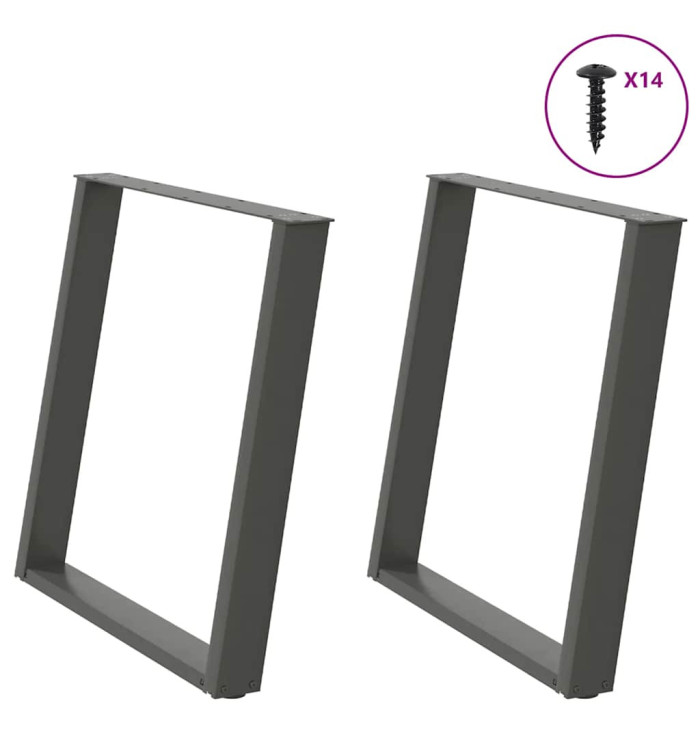 Pieds de table à manger en U 2 pièces Anthracite 80 x (72-73) cm Acier | Mobilier & Déco