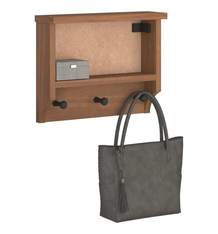 Porte-manteau mural SANDNES 45x12x35 cm bois massif pin | Mobilier & Déco