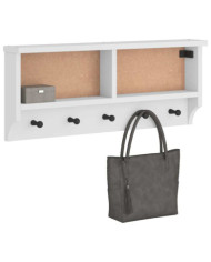 Porte-manteau mural SANDNES blanc 87x12x35 cm bois massif pin | Mobilier & Déco