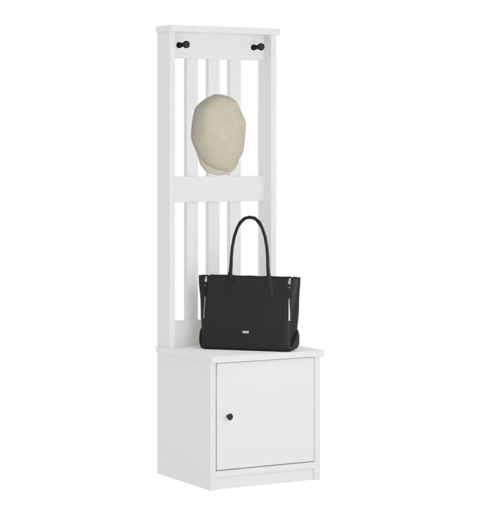 Portemanteau SANDENS blanc 45x40x159,5 cm bois massif pin | Mobilier & Déco