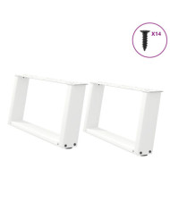 Pieds de table basse en U 2 pièces Blanc 70 x (30-31) cm Acier | Mobilier & Déco