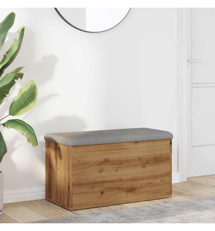 Banc de rangement chêne artisanal 82x42x45 cm bois d'ingénierie | Mobilier & Déco