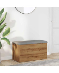Banc de rangement chêne artisanal 82x42x45 cm bois d'ingénierie | Mobilier & Déco