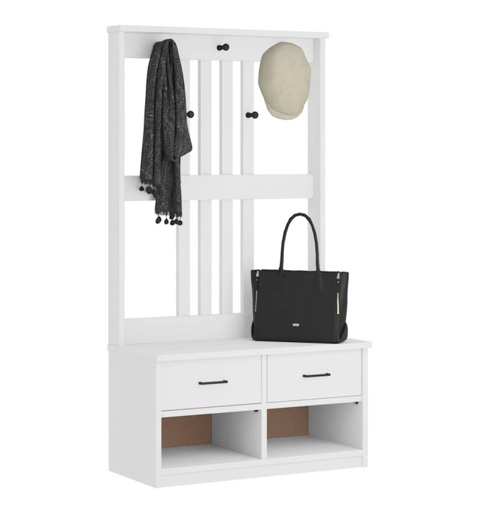 Portemanteau SANDENS blanc 87x40x159,5 cm bois massif pin | Mobilier & Déco