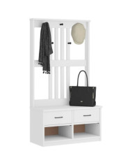 Portemanteau SANDENS blanc 87x40x159,5 cm bois massif pin | Mobilier & Déco