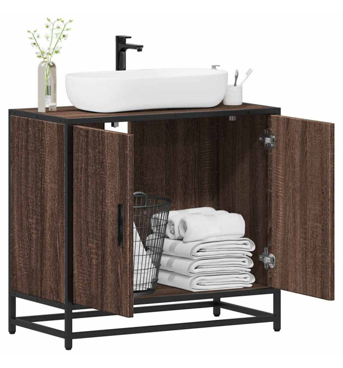 Armoire de lavabo de salle de bain chêne marron 65x33x60 cm | Mobilier & Déco