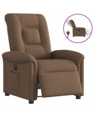 Fauteuil inclinable électrique Marron Tissu | Mobilier & Déco